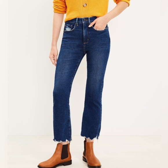 LOFT Denim - Loft The Kick Crop Jeans 2 pairs Light &‎ Dark wash Size 25 Blue Casual Raw hem